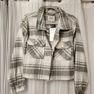 Gray Fleece Crop Jacket